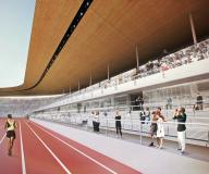 Havainnekuva juoksuradoista uudistetulla Olympiastadionilla