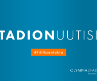 Stadionuutisia teksti Olympiastadionin logopohjalla