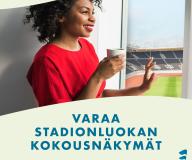 Teksti (varaa stadionluokan kokous) ja naisen kuva