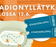 Stadionyllätyksiä tulossa 12.6. teksti oranssilla pohjalla