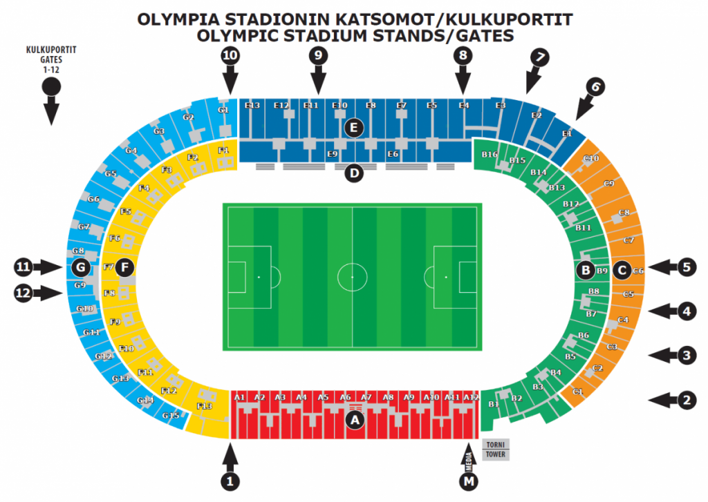 Katsomokartta kuva: Huuhkajien lokakuun peliportit