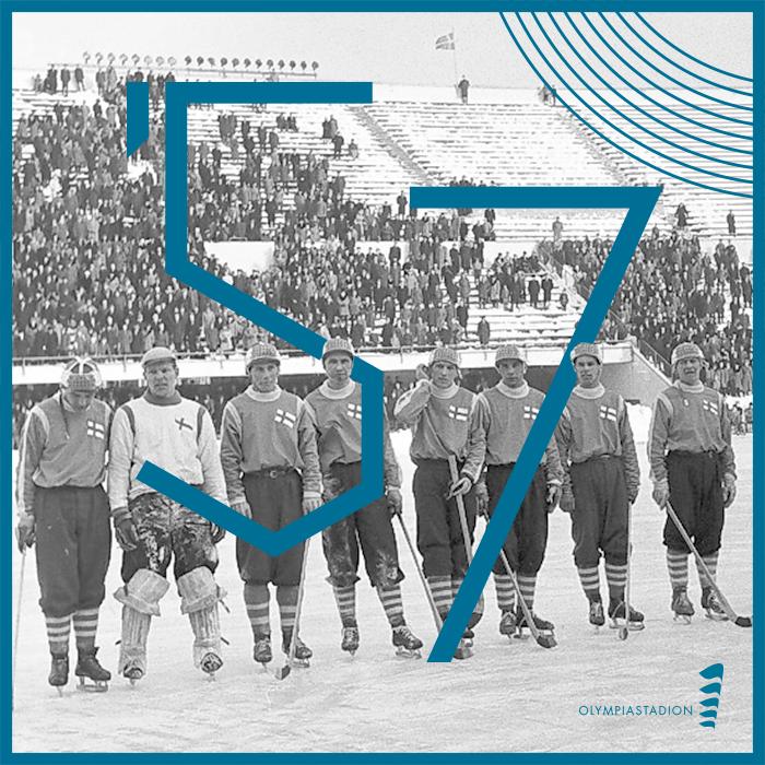Kuvituskuva vuoden 1957 jääpallon MM-kisoista Olympiastadionilla